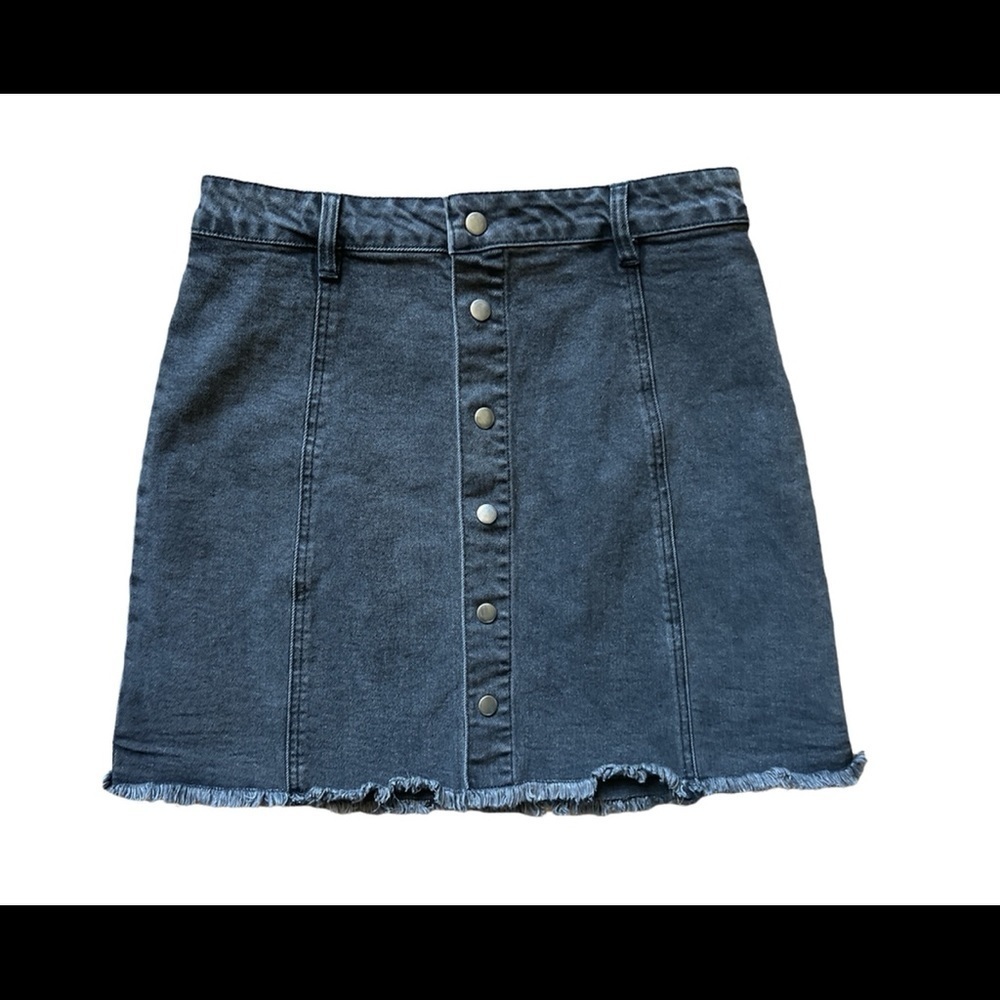 Women’s Black Button Front Denim Skirt by Miami from Francesca’s, Large NWT